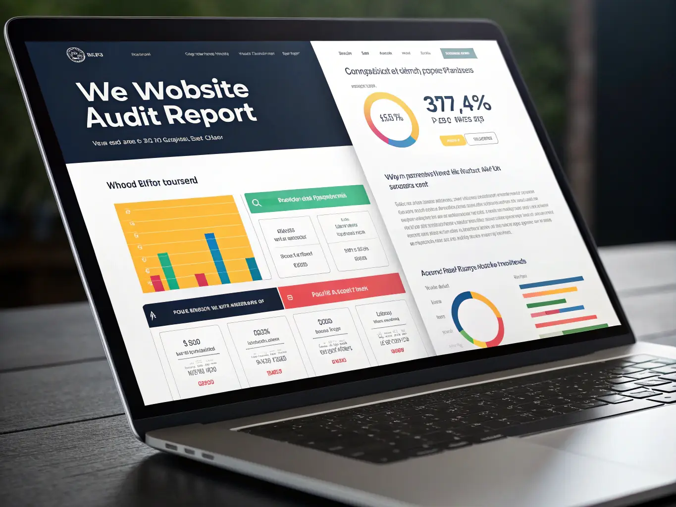 A detailed SEO audit report generated by HiveScan, showcasing keyword analysis, backlink assessment, and on-page optimization recommendations, presented in a clean, modern interface with electric blue accents.